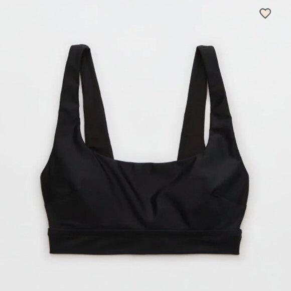 Aerie Women's Size XL Black Wide Strap Longline Scoop Bikini Top - Picture 2 of 9